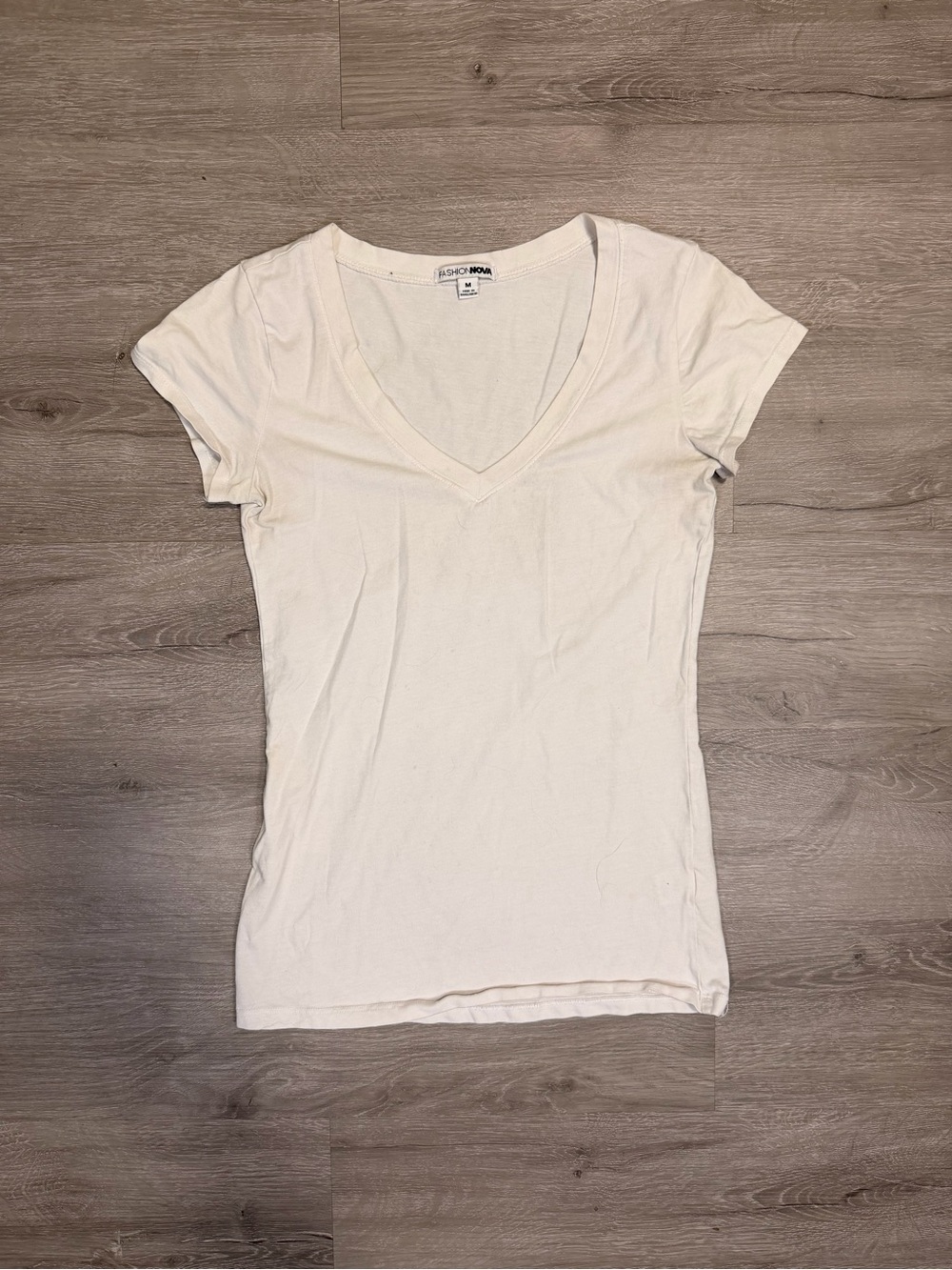 Fashion Nova Women's V-Neck Tee - Off-White